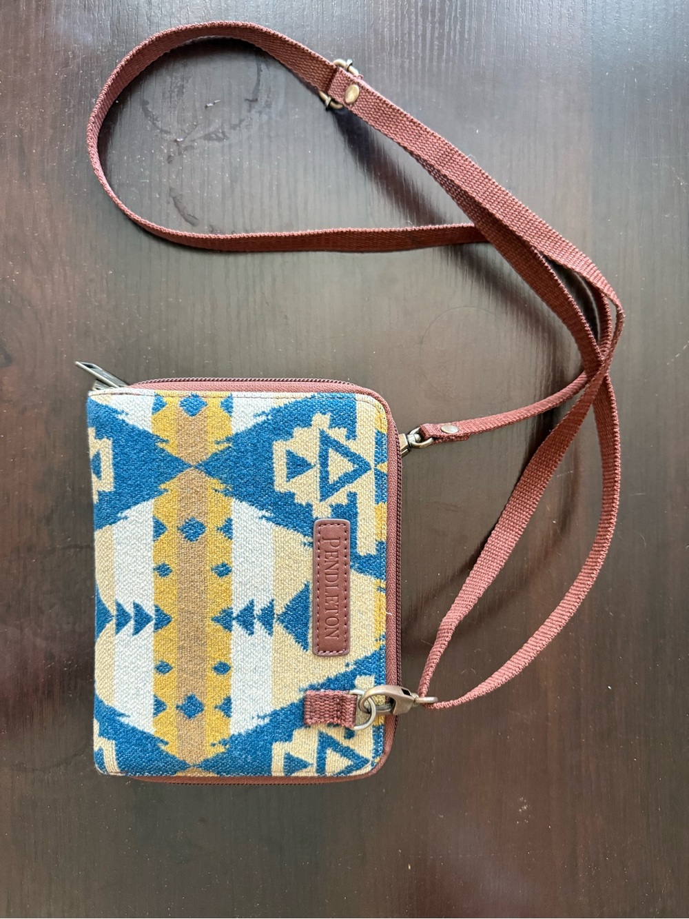 Pendleton Blue, Yellow & Brown Geometric Crossbody Wallet
